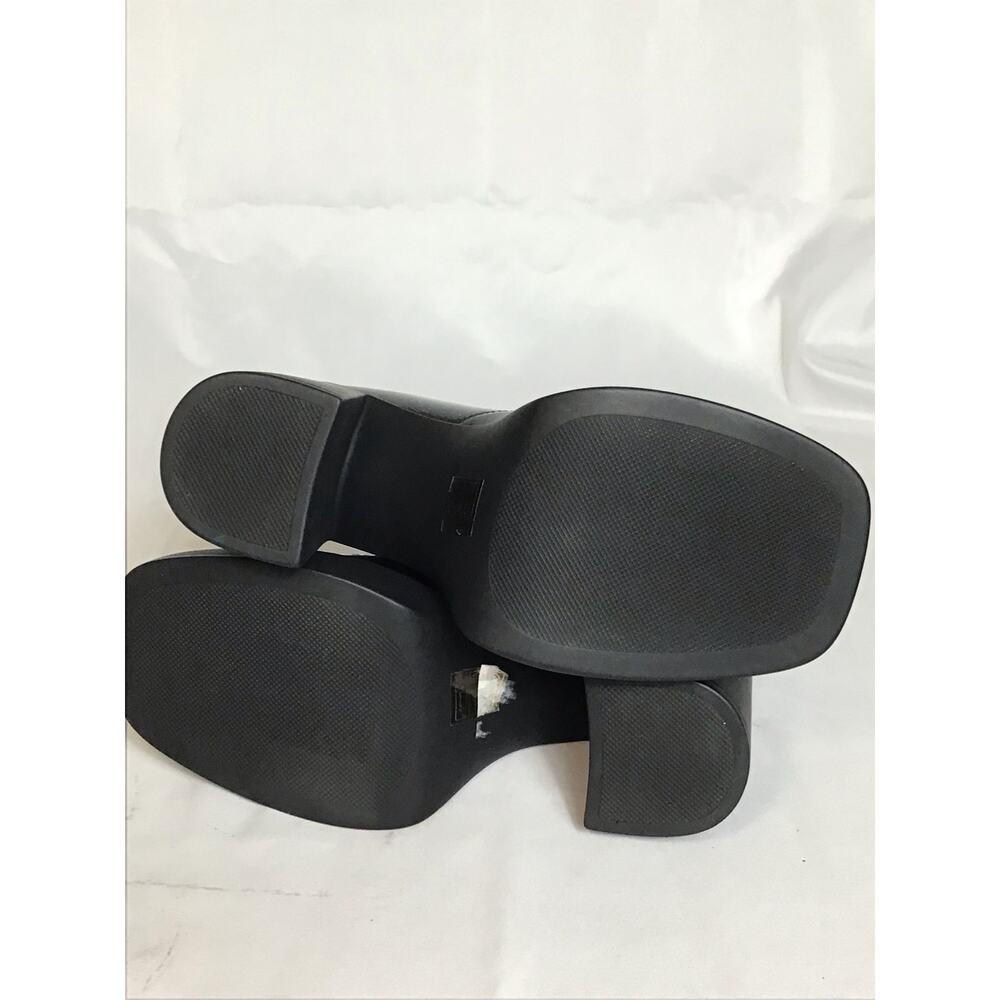 Free People Women Platform Chunky Heel Bootie  Sz36 Black Patent Club Moto Shiny - Picture 4 of 9